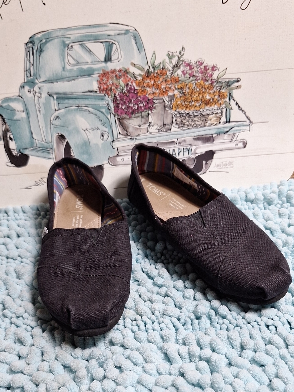 Toms Black Canvas Slip-On Shoes